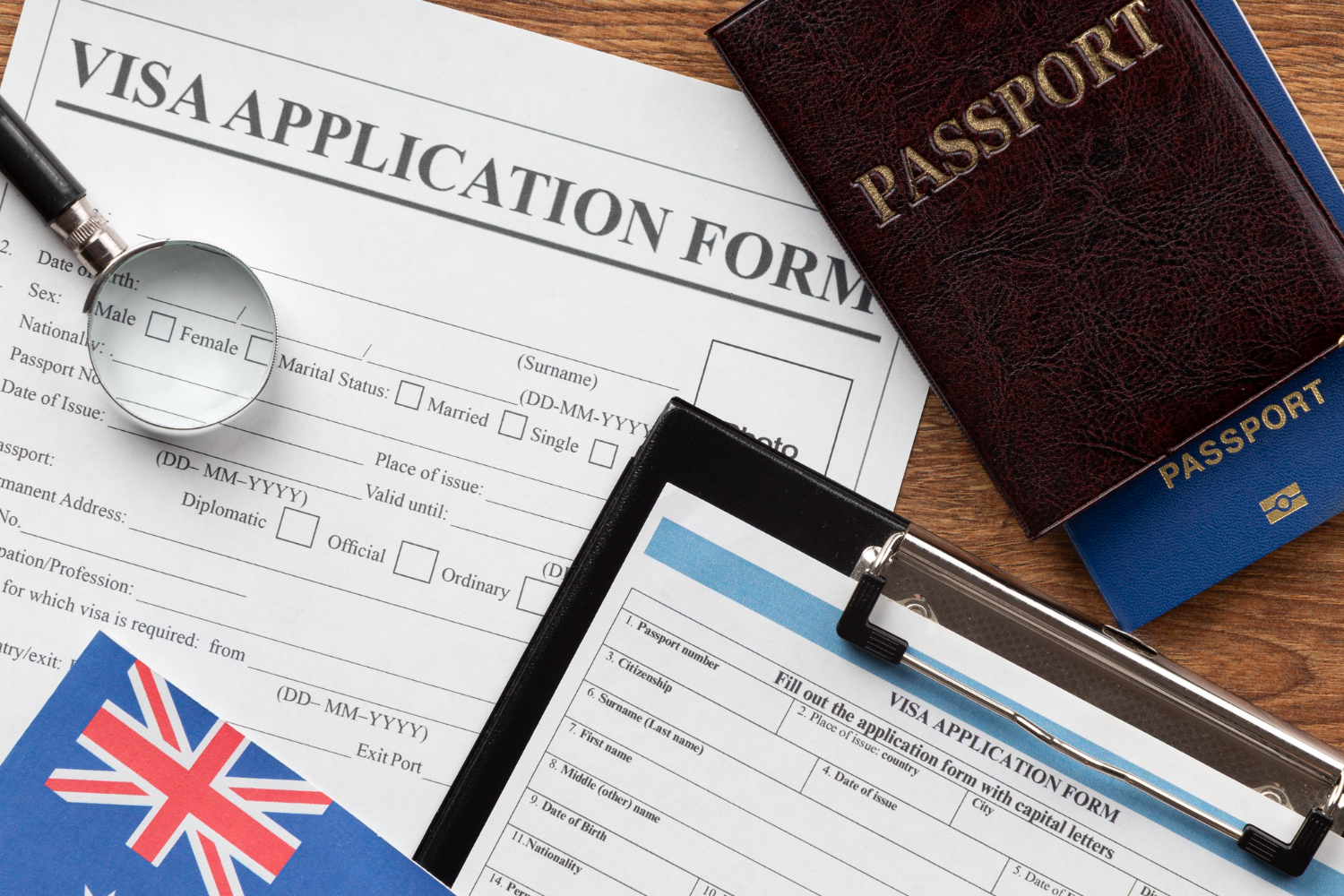UK visit visa documents neatly organized in a file